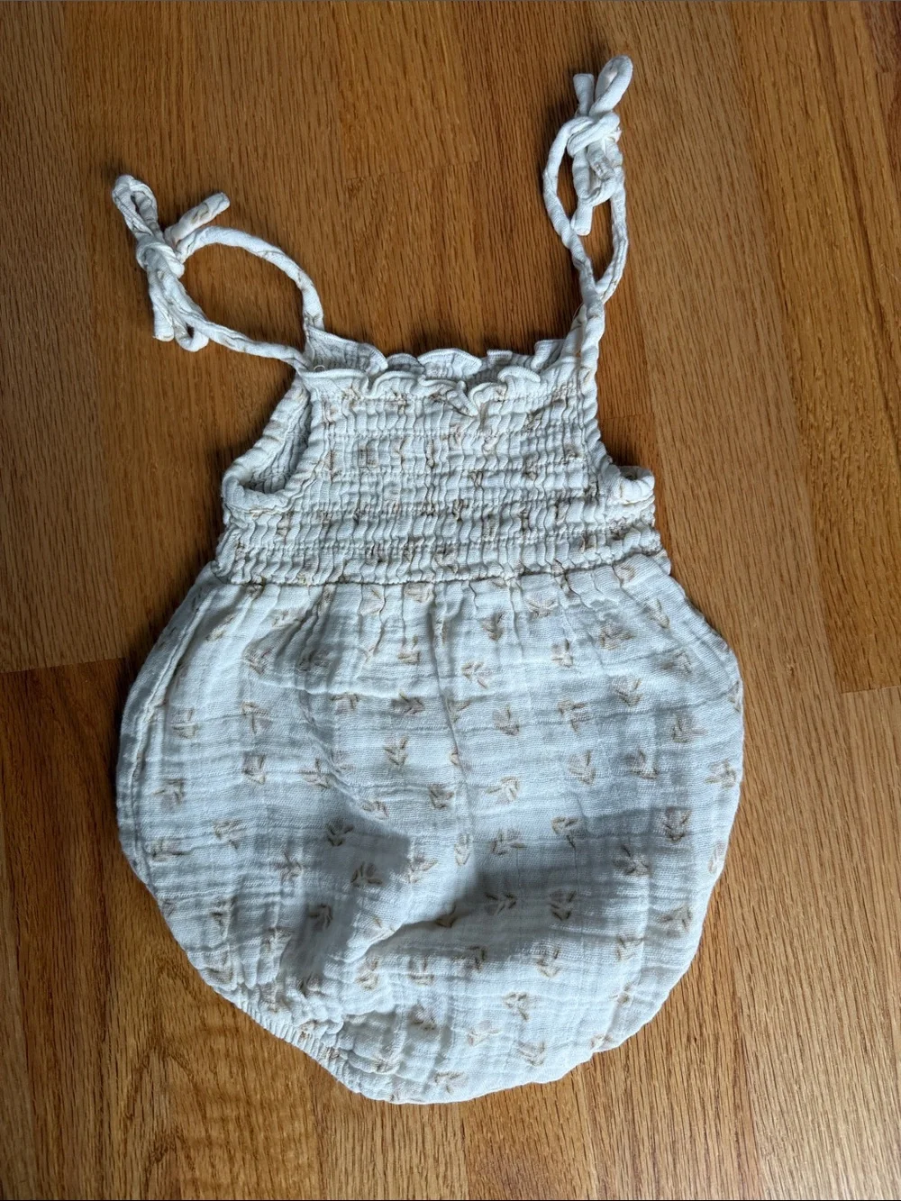Angel Dear Cream Romper with Tan Floral Motif